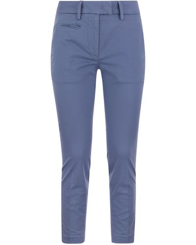 Dondup Perfect Slim Fit Cotton Gabardine Pants - Blue
