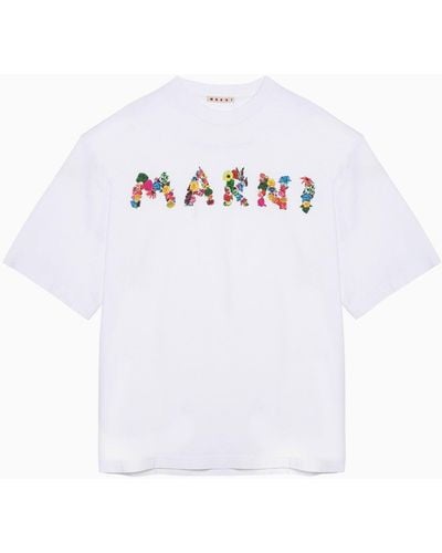 Marni T Shirt With Logo Bouquet - White