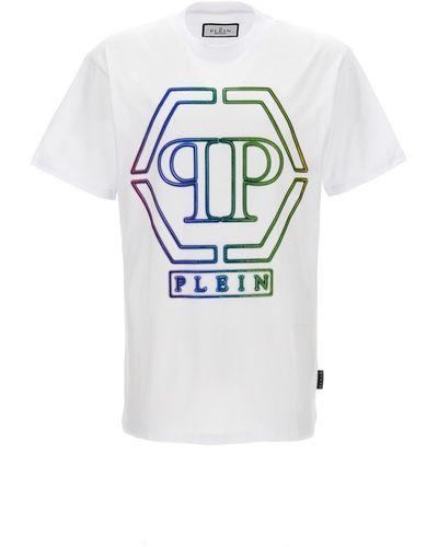 Philipp Plein Philipp Plins Strass -Logo T -Shirt - Grau