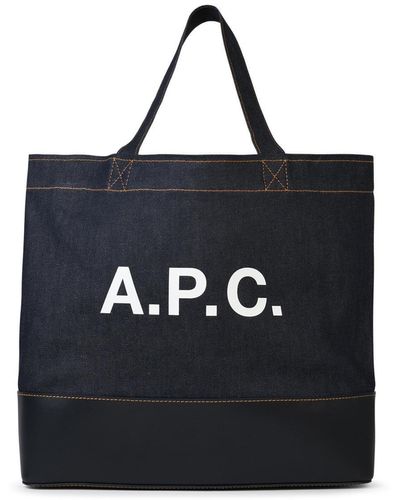 A.P.C. Large 'Shopping Axel' Denim Bag - Black