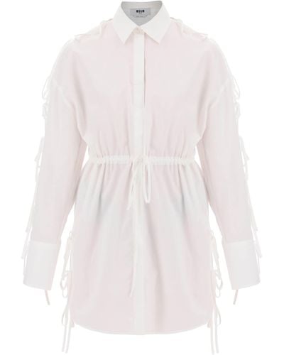 MSGM Mini Shirt -jurk Met Uitsnijdingen En Bogen - Wit