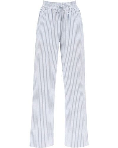 Skall Studio Pantalon à rayures en coton avec neuf mots - Blanc
