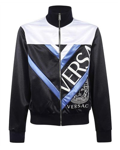 Versace Logo Gedrukte Jas - Blauw
