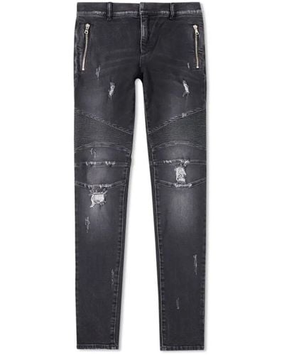 Balmain Cotton Denim Jeans - Blauw