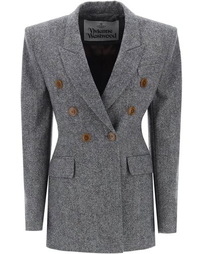 Vivienne Westwood Lauren Jacket In Donegal Tweed - Grijs