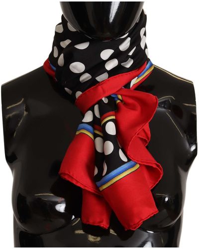 Dolce & Gabbana Zwart Wit Rood Wrap 100% Zijden Sjaal