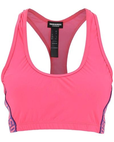 DSquared² Sujetador deportivo con logo - Rosa