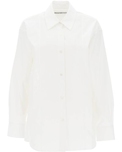 Alexander Wang Poplin Shirt Mit Strasssteinen - Weiß