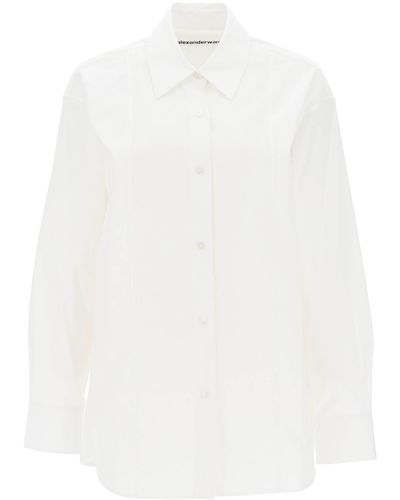 Alexander Wang Poplin Shirt With Rhinestones - White
