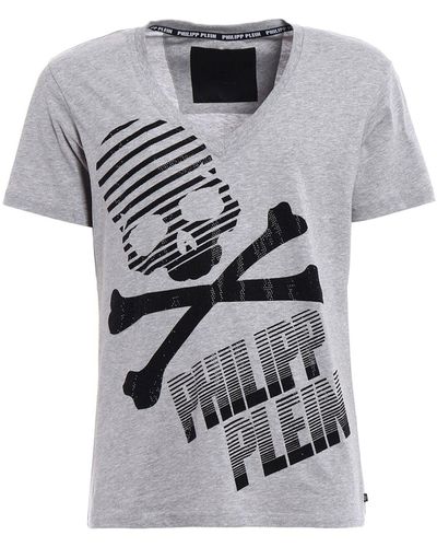 Philipp Plein T-Shirt mit Logo aus Baumwolle - Grau