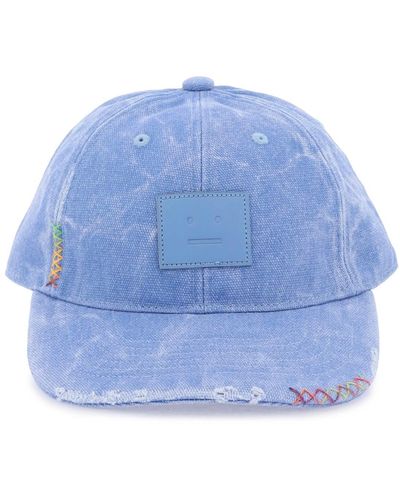 Acne Studios Baseball Cap With Face - Blue