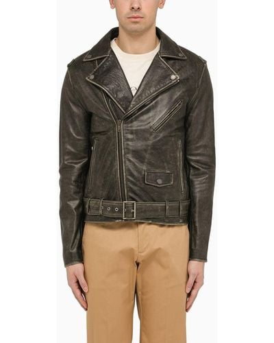 Golden Goose Biker Leather Jacket - Green
