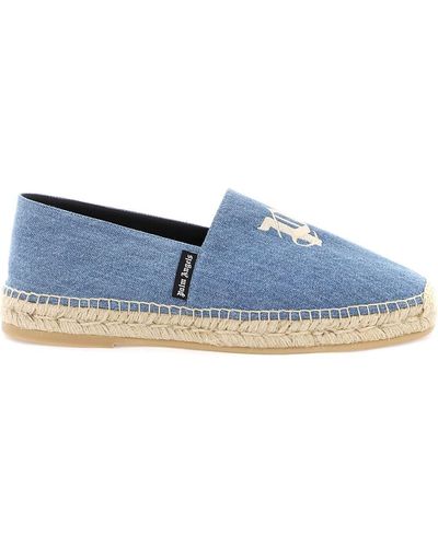 Palm Angels Denim Espadrilles Met Geborduurd Logo - Blauw