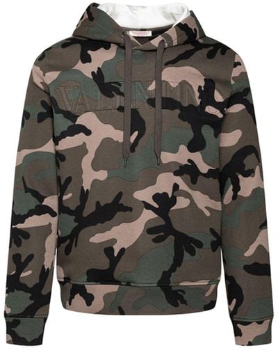 Valentino Camouflage Patroon Hoodie Sweatshirt - Zwart