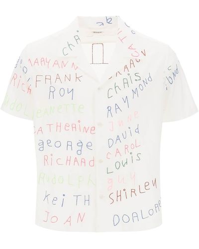 Bode Familiäres Bowling -Hemd mit Schriftzitronen - Weiß