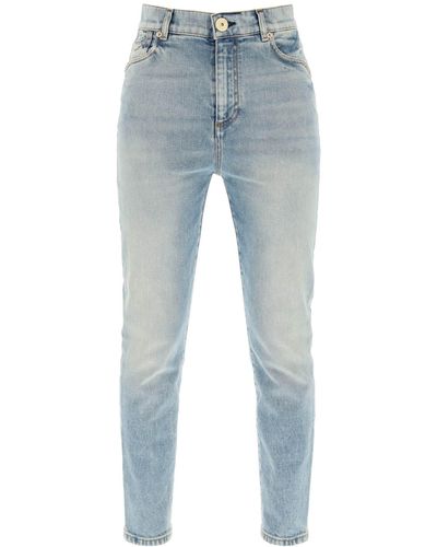 Balmain High Waited Slim Jeans - Bleu