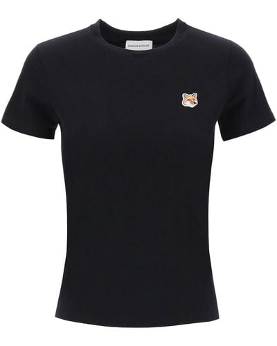 Maison Kitsuné Fox Head Crew Teck Camiseta - Negro