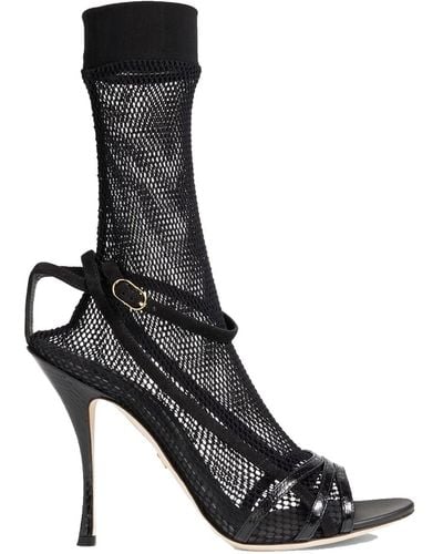 Dolce & Gabbana Suede Short Boots Sandals Shoes - Black