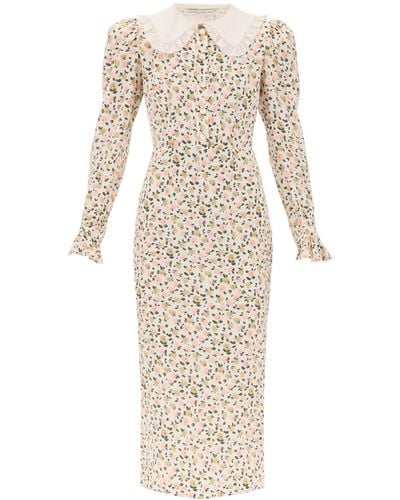 Alessandra Rich Floral Shirt -jurk - Naturel