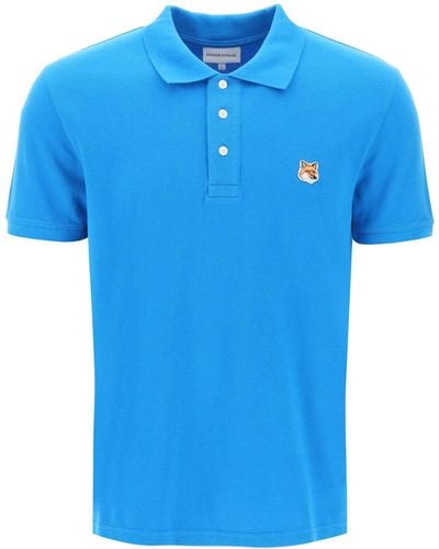 Maison Kitsuné "Fox Head Patch Polo Shirt" - Blau