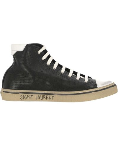 Saint Laurent Malibu Lederen Sneakers - Zwart