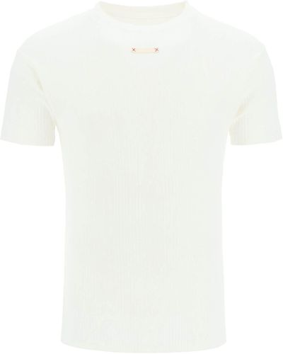 Maison Margiela Geribbeld Katoenen T -shirt - Wit