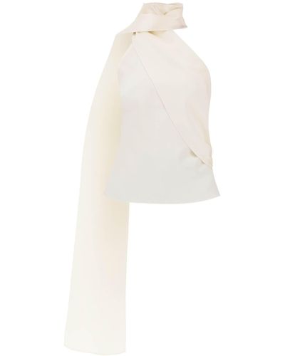 Magda Butrym Silk Wrap Neck Top - Blanc