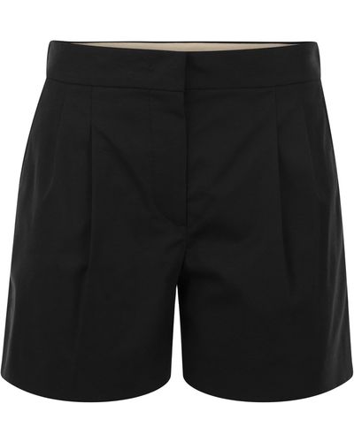 Max Mara Studio Adria Cotton Gabardine Shorts - Black