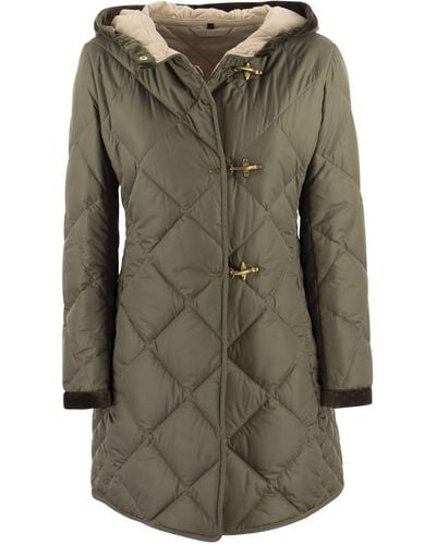 Fay Virginia Coilted Coat With Hood - Verde