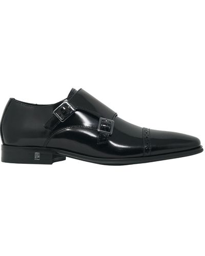 Versace Mönch Leder schwarze Schuhe