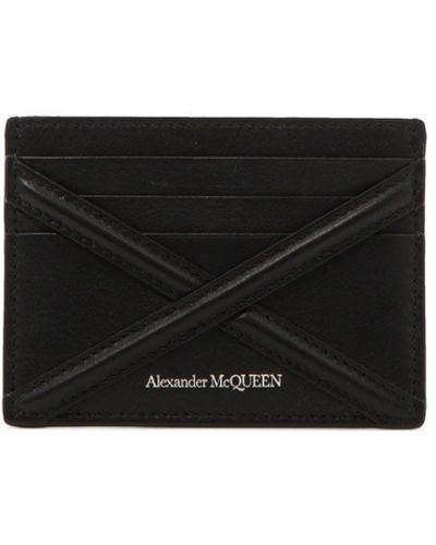 Alexander McQueen En cuir harnais titulaire de carte - Noir