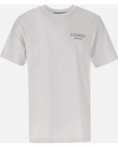 Iceberg T-Shirt Aus Jersey-Baumwolle, Weiß, Rundhalsausschnitt