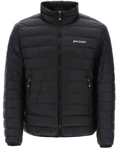 Palm Angels Lightweight Down Jacket con logotipo bordado - Negro