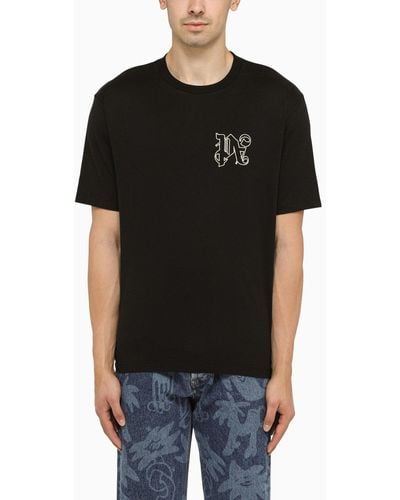 Palm Angels Black Monogram Crew Neck T -shirt - Zwart