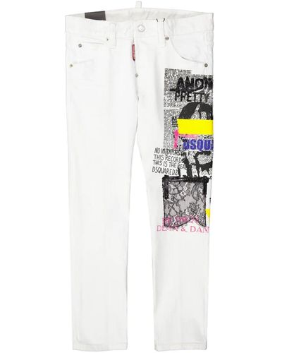 DSquared² Printed Denim Jeans - White