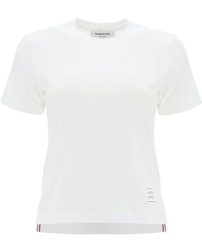 Thom Browne T Shirt Leggera Con Spacchetti - Bianco