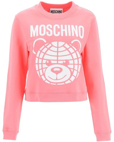 Moschino Cropped-Sweatshirt mit Teddy-Print - Pink