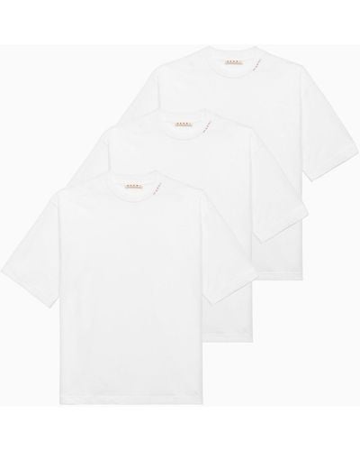 Marni White Oversize T Shirt With Logo Embroidery