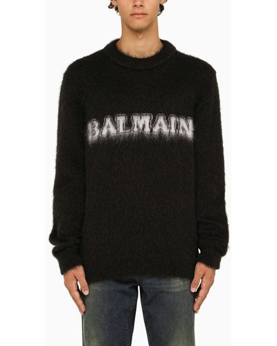 Balmain Black Mohair Crew Neck Sweater
