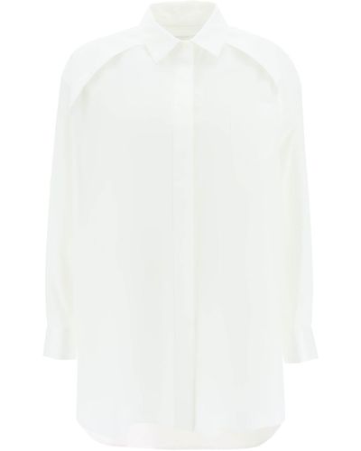 Sacai Maxi -Hemd mit geschnittenen Ärmeln - Weiß