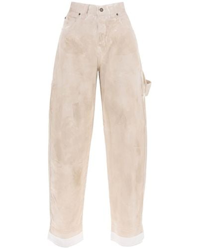 DARKPARK Audrey Marble Effect Cargo Jeans - Natural