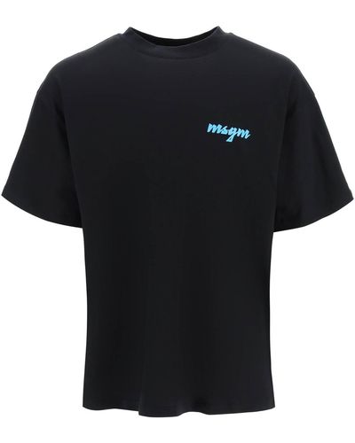 MSGM Verhoogd Logo Print T Shirt - Zwart