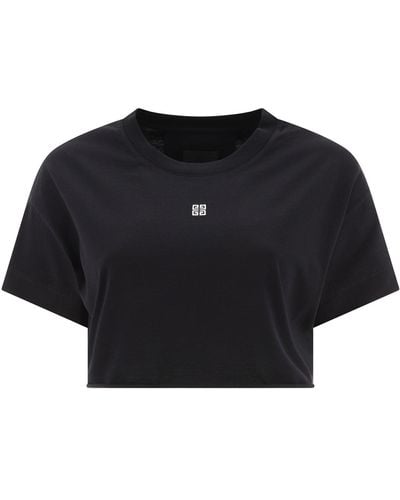 Givenchy Cropped T -Shirt mit bestickten Logo - Schwarz