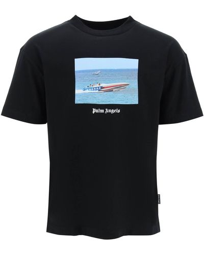 Palm Angels Getty Speedboat Print T -Shirt - Schwarz