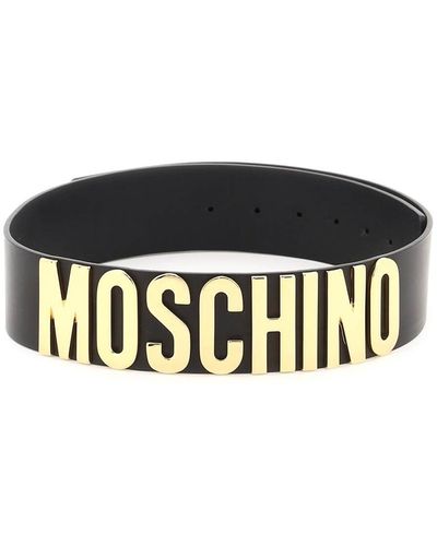 Moschino Logo Lettering Belt - Zwart