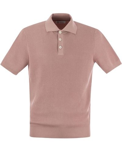Brunello Cucinelli Ribbed Cotton Polo-style Jersey - Pink