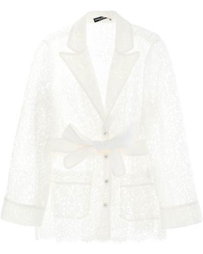 Dolce & Gabbana Camisa de pijama de en encaje Cordonnet - Blanco