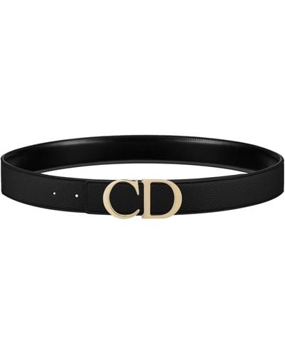 Dior Grained Calfskin Reversible Belt - Black