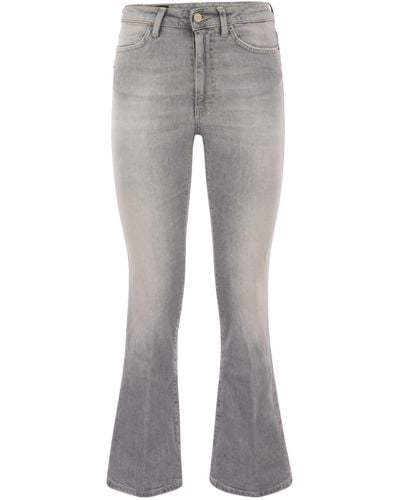 Dondup Dy Super Skinny Bootcut Jeans In Stretch Denim - Gray