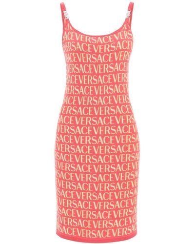 Versace Monogramm Strick -Mini -Kleid - Rojo